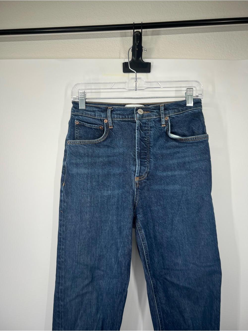 Agolde Riley High Rise Straight Crop Jeans Button Fly - Picture 2 of 8